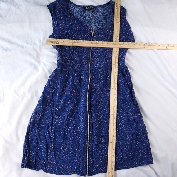 As U Wish Speckled Blue Sleeveless Mini Front Zip Dress - Picture 5 of 8